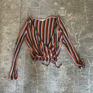 Caution to the wind stripe wrap cardigan